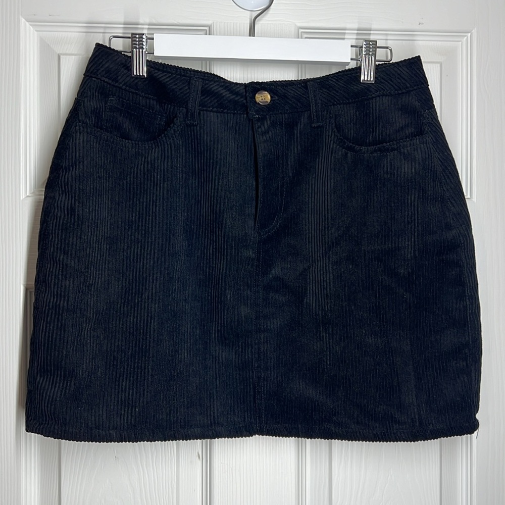 Corduroy Mini Skirt (Black) - Picture 1 of 3